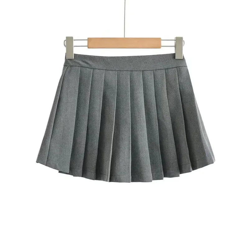High Waist Pleated Mini Skirt
