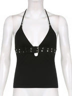 Lace-Up Backless Crop Top