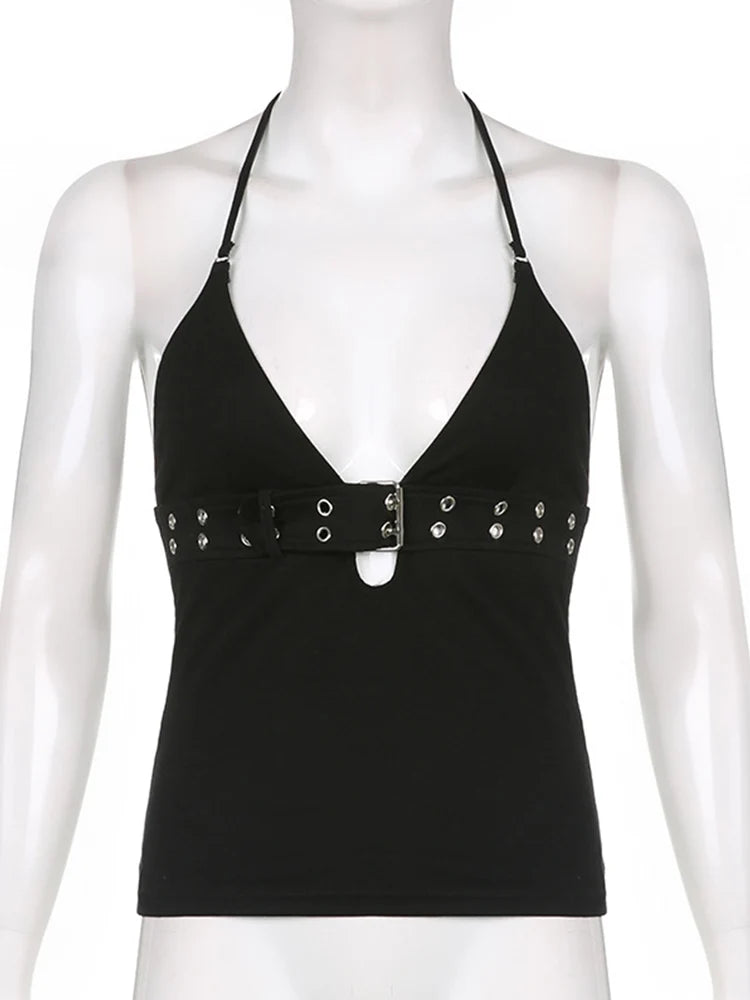 Lace-Up Backless Crop Top