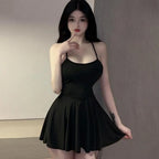 Pleated Backless Mini Dress
