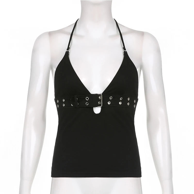 Lace-Up Backless Crop Top