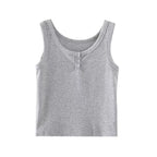 Ribbed Button Front Tank Top
