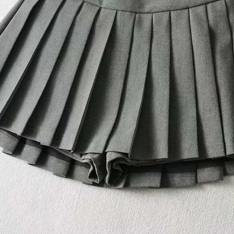 High Waist Pleated Mini Skirt