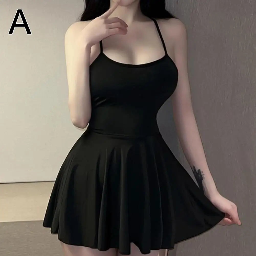 Pleated Backless Mini Dress