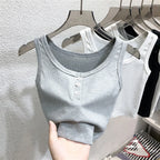 Ribbed Button Front Tank Top