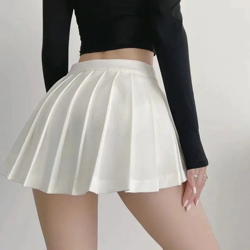 High Waist Pleated Mini Skirt