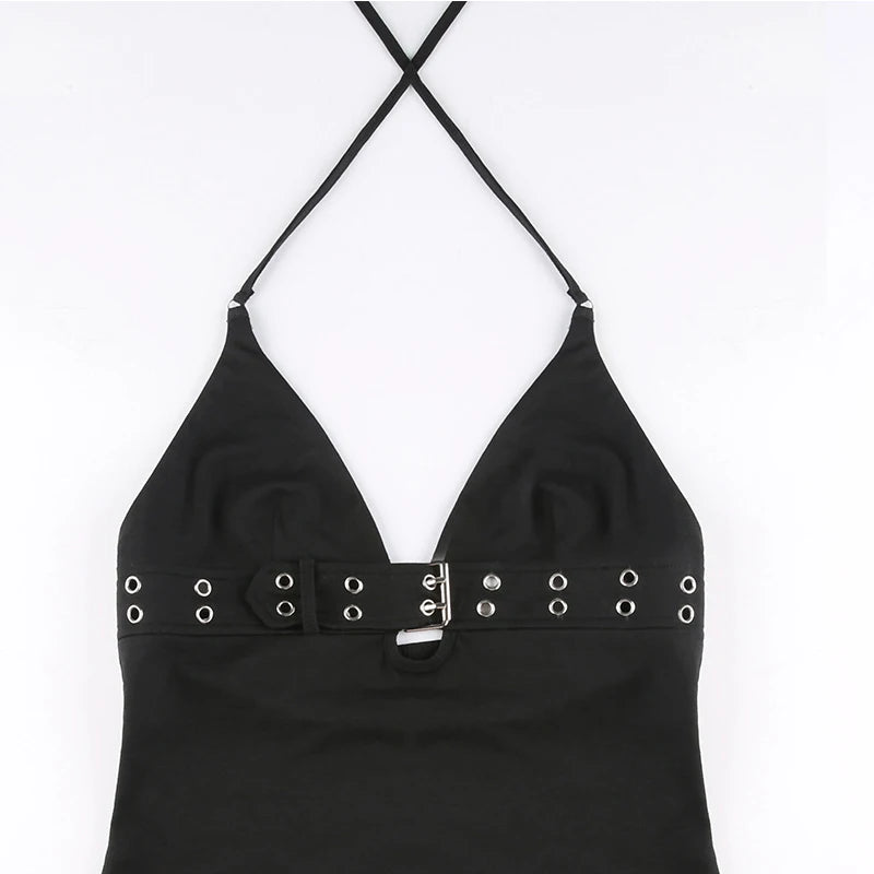 Lace-Up Backless Crop Top