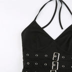 Lace-Up Backless Crop Top