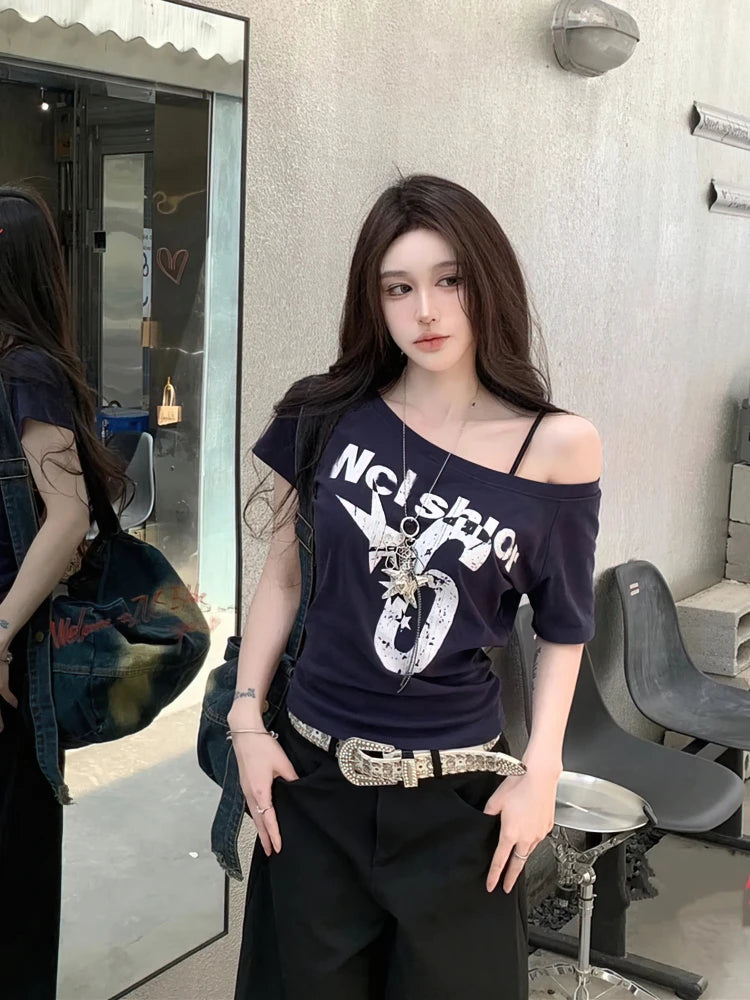 Off-Shoulder Cropped T-Shirt Top