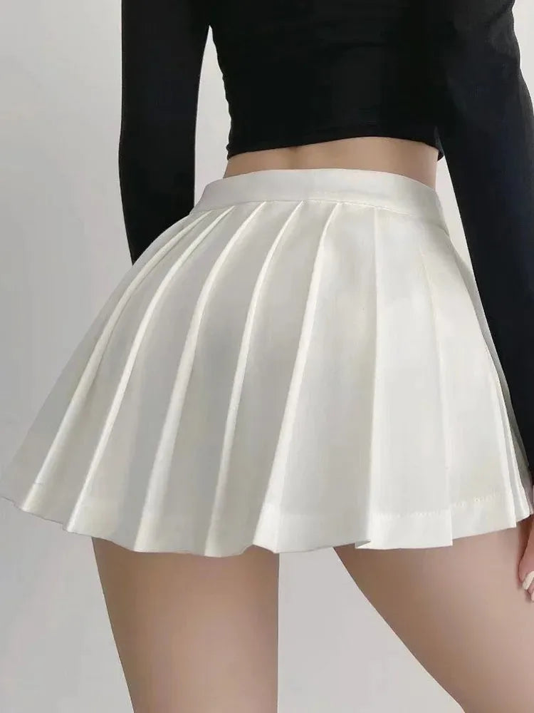 High Waist Pleated Mini Skirt