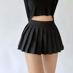 High Waist Pleated Mini Skirt