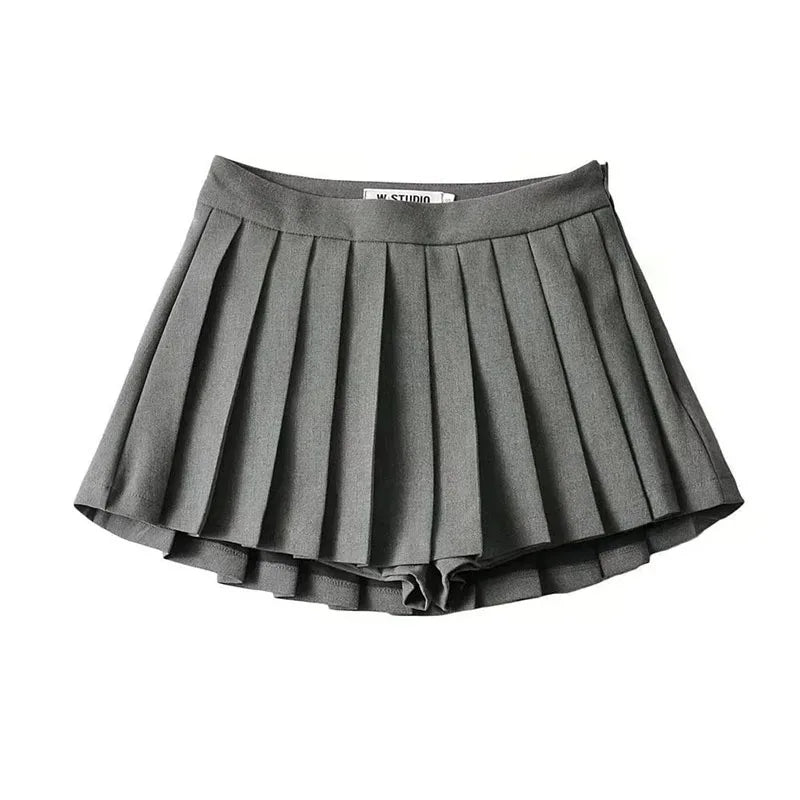 High Waist Pleated Mini Skirt