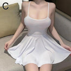 Pleated Backless Mini Dress
