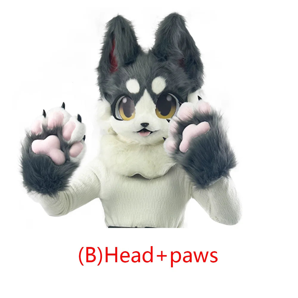 In Stock Fursuits head cheap animal head costume cat furry head kemono cute dog head costume role-playing costume - B