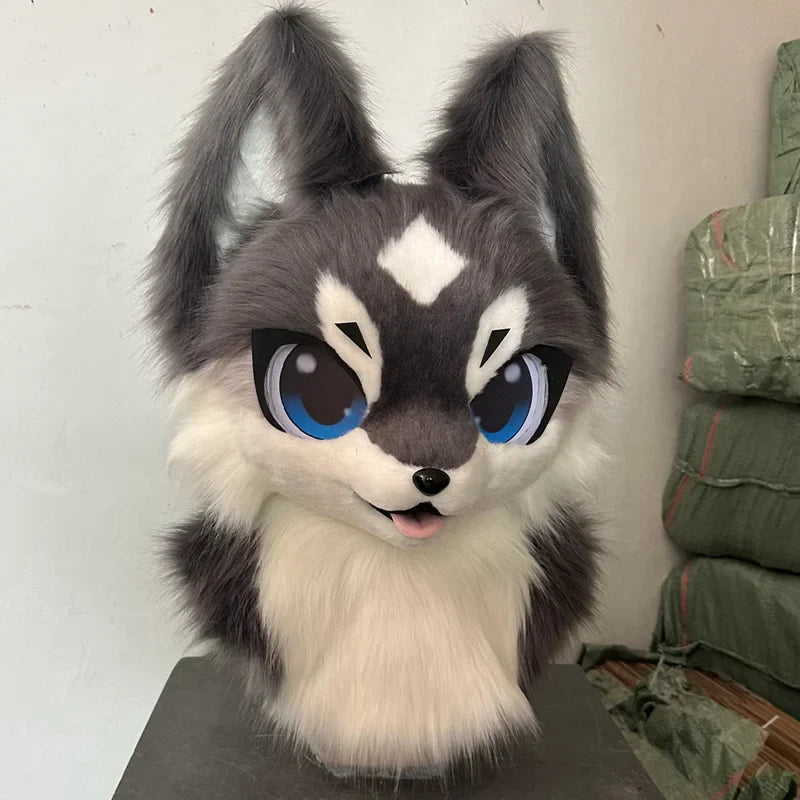 In Stock Fursuits head cheap animal head costume cat furry head kemono cute dog head costume role-playing costume