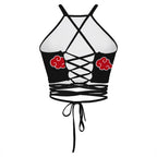 Anime Sexy Black Out Tank Top Sasuke Akatsuki Cosplay Costume Women Short Crop Top Bandage Swimsuit Beach Suit Summer