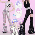 Panty Stocking Polyester Cosplay Costume Polyurethane Cosplay Costume Anime Black White Jumpsuits For Hallowmas Party