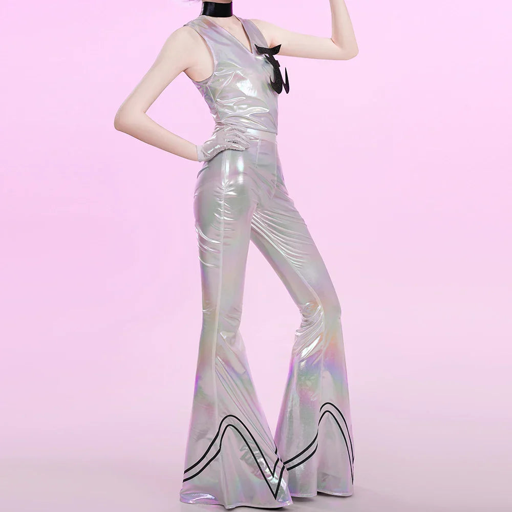 Panty Stocking Polyester Cosplay Costume Polyurethane Cosplay Costume Anime Black White Jumpsuits For Hallowmas Party