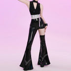 Panty Stocking Polyester Cosplay Costume Polyurethane Cosplay Costume Anime Black White Jumpsuits For Hallowmas Party