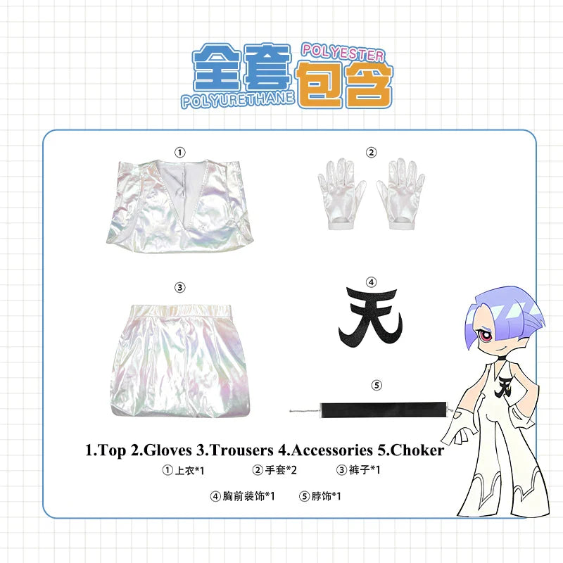 Panty Stocking Polyester Cosplay Costume Polyurethane Cosplay Costume Anime Black White Jumpsuits For Hallowmas Party