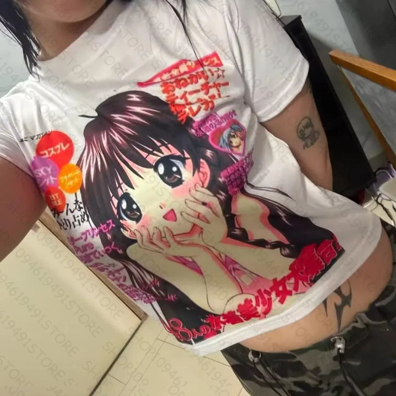 Kawaii Anime Girl Y2K Style Women’s Sling Crop Tops Punk Letterprints Casual Cute Tops Harajuku Vintage Gothic