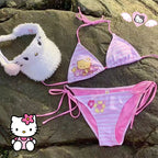 Japanese Hello Kittys Girls Split Strap Swimsuit Summer Women Bikini Cute Sweet Girls Seaside Fashion Bathing Suit Y2K