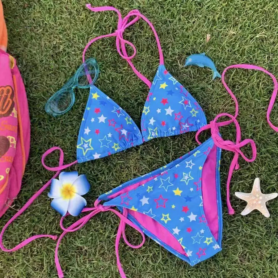 Japanese Hello Kittys Girls Split Strap Swimsuit Summer Women Bikini Cute Sweet Girls Seaside Fashion Bathing Suit Y2K