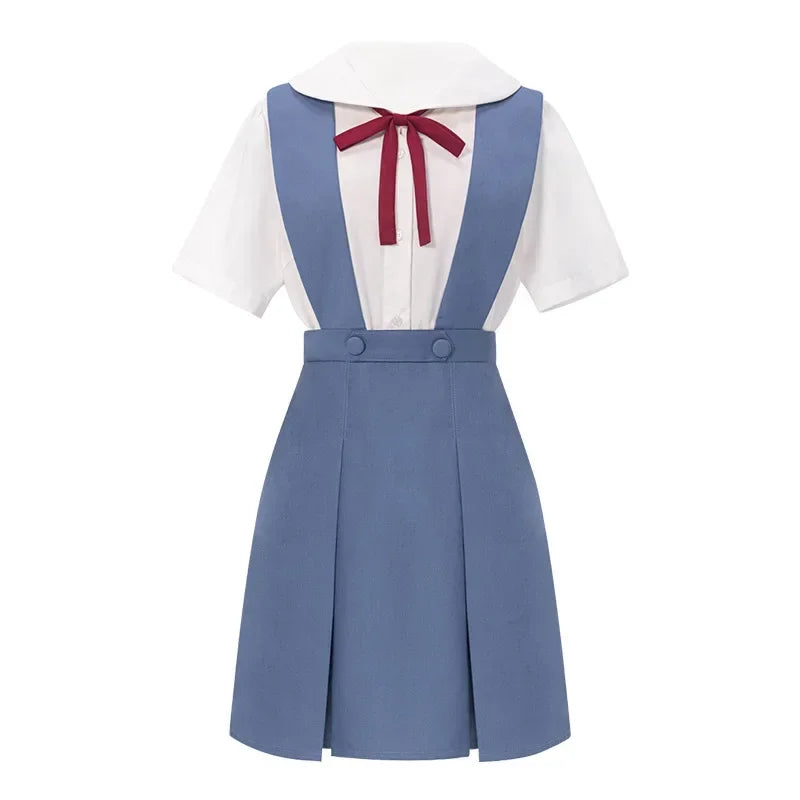 Rei Ayanami Cosplay Costume Asuka Langley Soryu Cosplay Women School Uniform Dresses Wig Hair Clips Halloween Loli