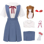 Rei Ayanami Cosplay Costume Asuka Langley Soryu Cosplay Women School Uniform Dresses Wig Hair Clips Halloween Loli