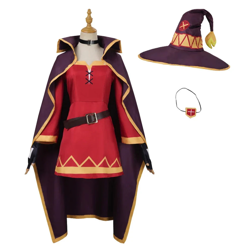 Anime Megumin Cosplay Costume Women Sorceress Dress Outfits Megumin Cos Wig Halloween Cos Costumes