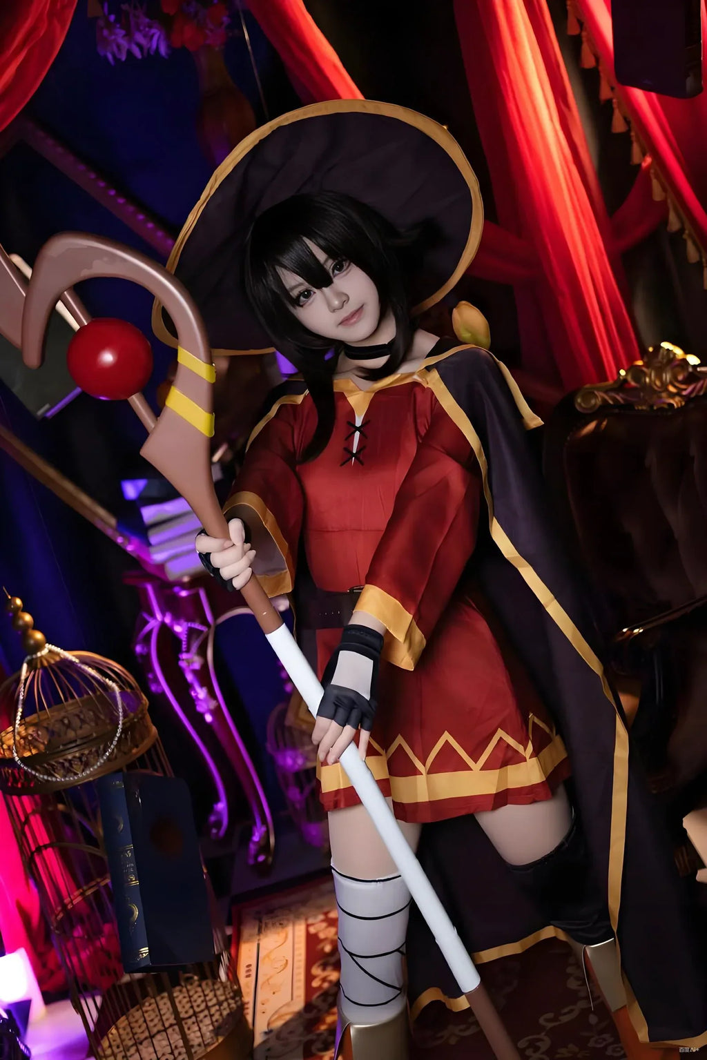 Anime Megumin Cosplay Costume Women Sorceress Dress Outfits Megumin Cos Wig Halloween Cos Costumes