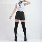 Anime Chainsaw Reze Cosplay Costume Outfits Shirt Tie Short Wig Neck Ring Women Anime Uniform Halloween Party