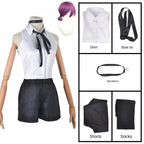 Anime Chainsaw Reze Cosplay Costume Outfits Shirt Tie Short Wig Neck Ring Women Anime Uniform Halloween Party