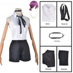 Anime Chainsaw Reze Cosplay Costume Outfits Shirt Tie Short Wig Neck Ring Women Anime Uniform Halloween Party - Costume
