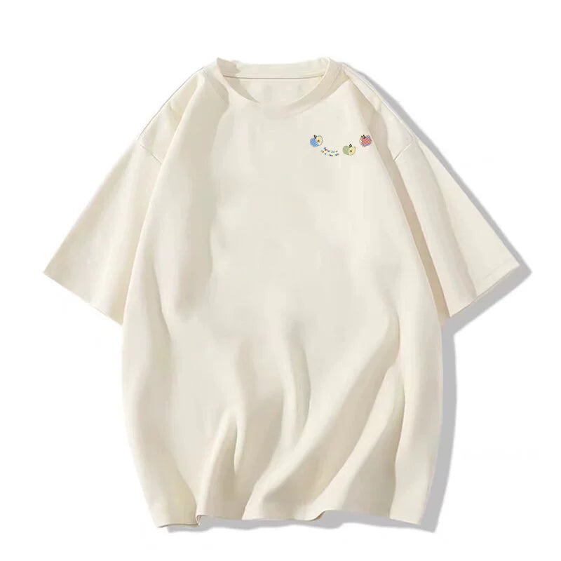 Summer Cotton Apple Graphic T-Shirt - kawaii-inspired outfit in pastel colors - 91613601