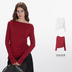 Heyhenry 2025 Spring and Autumn Irregular Design Slim Trendy Brand Hot Girl T-Shirt Long Sleeve Age-Reducing Diagonal