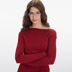 Heyhenry 2025 Spring and Autumn Irregular Design Slim Trendy Brand Hot Girl T-Shirt Long Sleeve Age-Reducing Diagonal