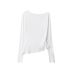 Heyhenry 2025 Spring and Autumn Irregular Design Slim Trendy Brand Hot Girl T-Shirt Long Sleeve Age-Reducing Diagonal