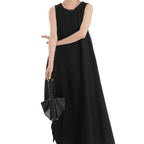 Korean Chic2026 Summer French Design Loose Backless Sleeveless Vest Dress Casual Age-Reducing Long Dress