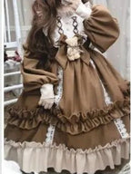2024 New Kawaii Sleeve Bear Bow Japanese Korean Long Sleeve Dress Casual Full Set Loose Lolita Dresses Fashion Long