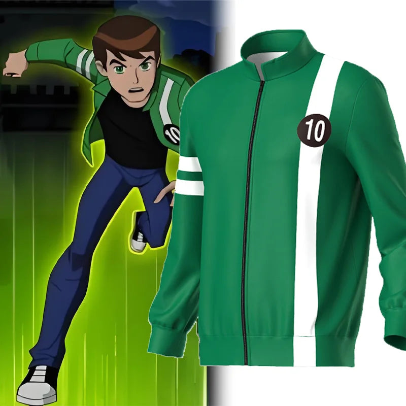 Anime Ben10 Alien Force Ben Tennyson Cosplay Unisex Sweatshirt Jacket Hoodies Zipper Coat Casual Uniforms Halloween