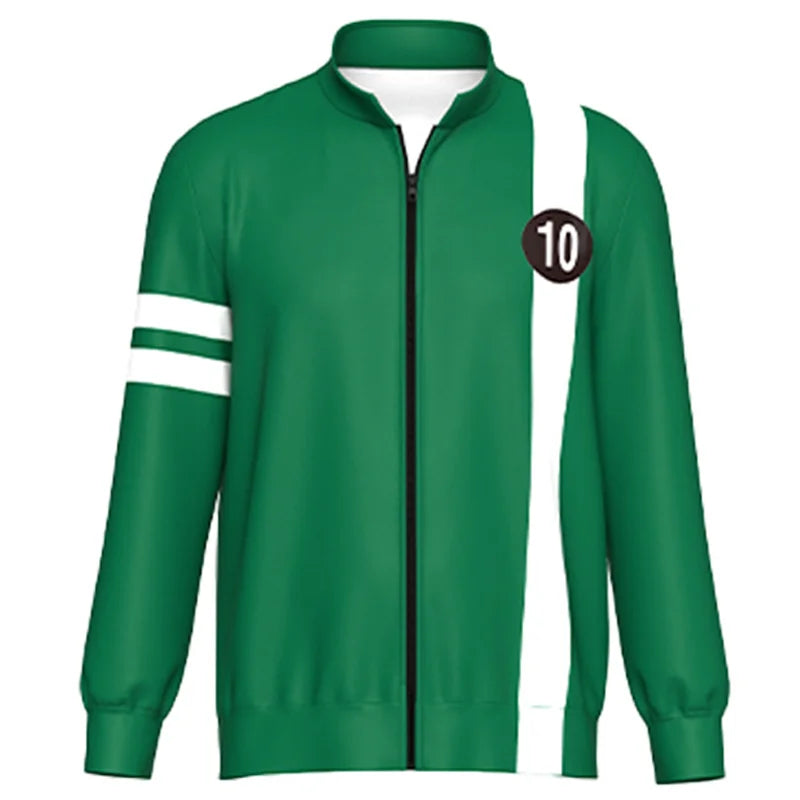 Anime Ben10 Alien Force Ben Tennyson Cosplay Unisex Sweatshirt Jacket Hoodies Zipper Coat Casual Uniforms Halloween
