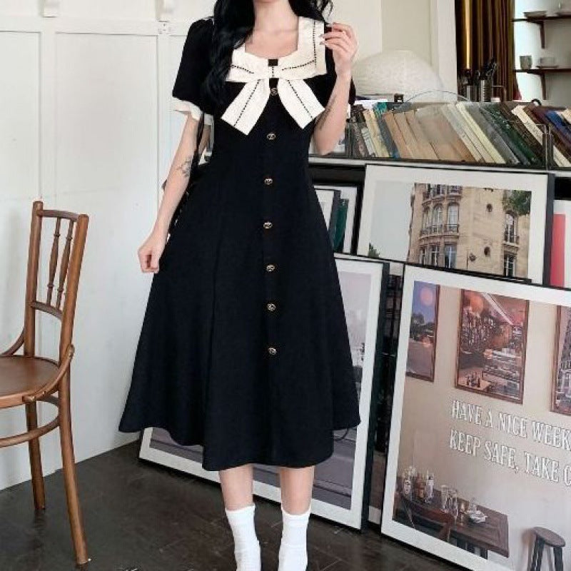 Himecore Bow Collar Button Dress - kawaii-inspired outfit in pastel colors - 28916082