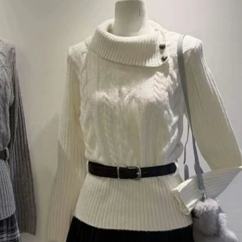 Preppy Style Sweet Knitted Sweater 2000s Aesthetic Gyaru Chic Korean Y2k Jumper Sweater Long Sleeve Coquette Knitwears