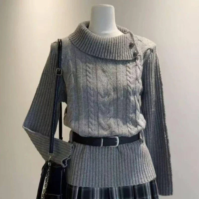 Preppy Style Sweet Knitted Sweater 2000s Aesthetic Gyaru Chic Korean Y2k Jumper Sweater Long Sleeve Coquette Knitwears