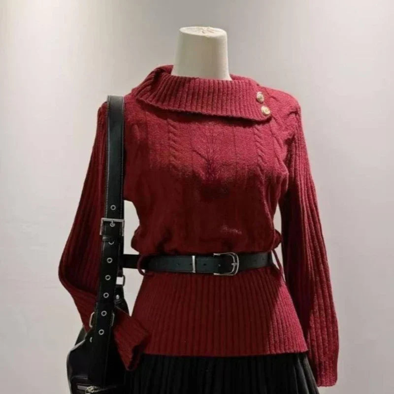 Preppy Style Sweet Knitted Sweater 2000s Aesthetic Gyaru Chic Korean Y2k Jumper Sweater Long Sleeve Coquette Knitwears