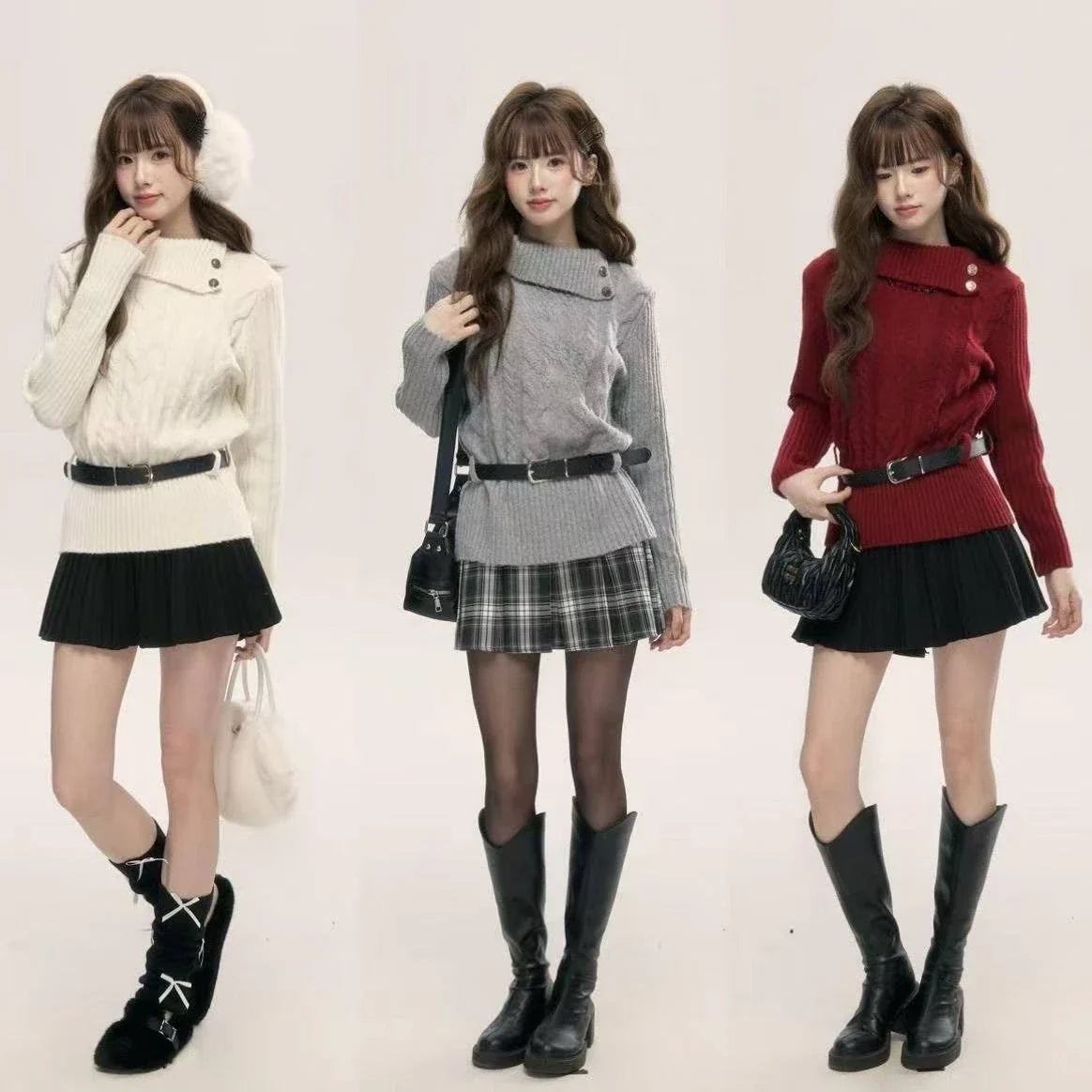 Preppy Style Sweet Knitted Sweater 2000s Aesthetic Gyaru Chic Korean Y2k Jumper Sweater Long Sleeve Coquette Knitwears