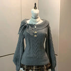 Preppy Style Sweet Knitted Sweater 2000s Aesthetic Gyaru Chic Korean Y2k Jumper Sweater Long Sleeve Coquette Knitwears