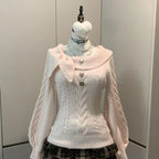 Preppy Style Sweet Knitted Sweater 2000s Aesthetic Gyaru Chic Korean Y2k Jumper Sweater Long Sleeve Coquette Knitwears