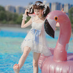 2025 Summer New Sweet Girls Lolita Split Swimsuit Cute Bow Kawaii Student Swimwear Women Y2k One-piece Bathing Suit